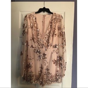 Rose Gold Zip Up Romper